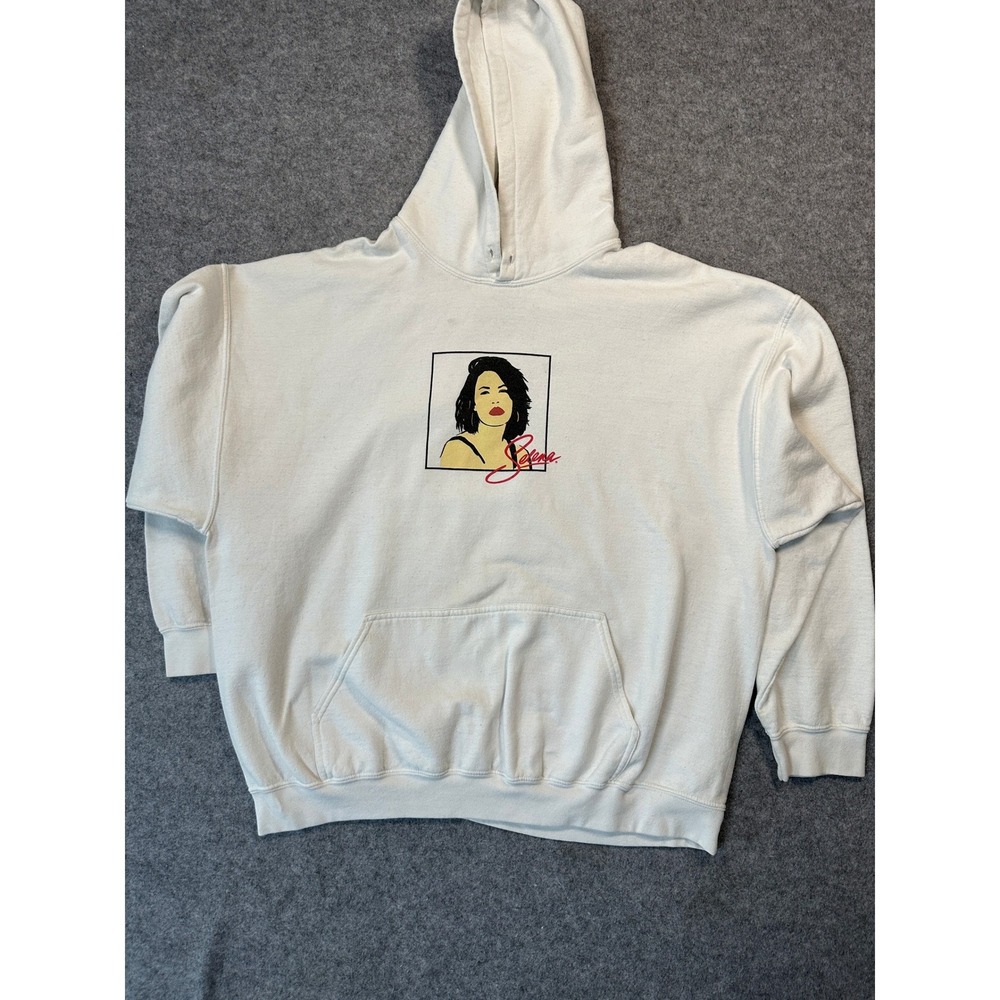 Selena‎ Quintanilla Official Merchandise Hoodie Large White Rose Graphic Cotton
